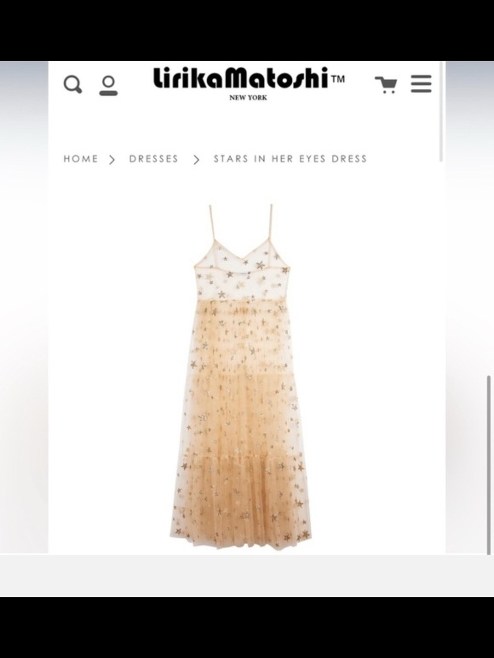 Lirika Matoshi "Stars in Her Eyes" dress sheer tulle Whimsical Gold Stars